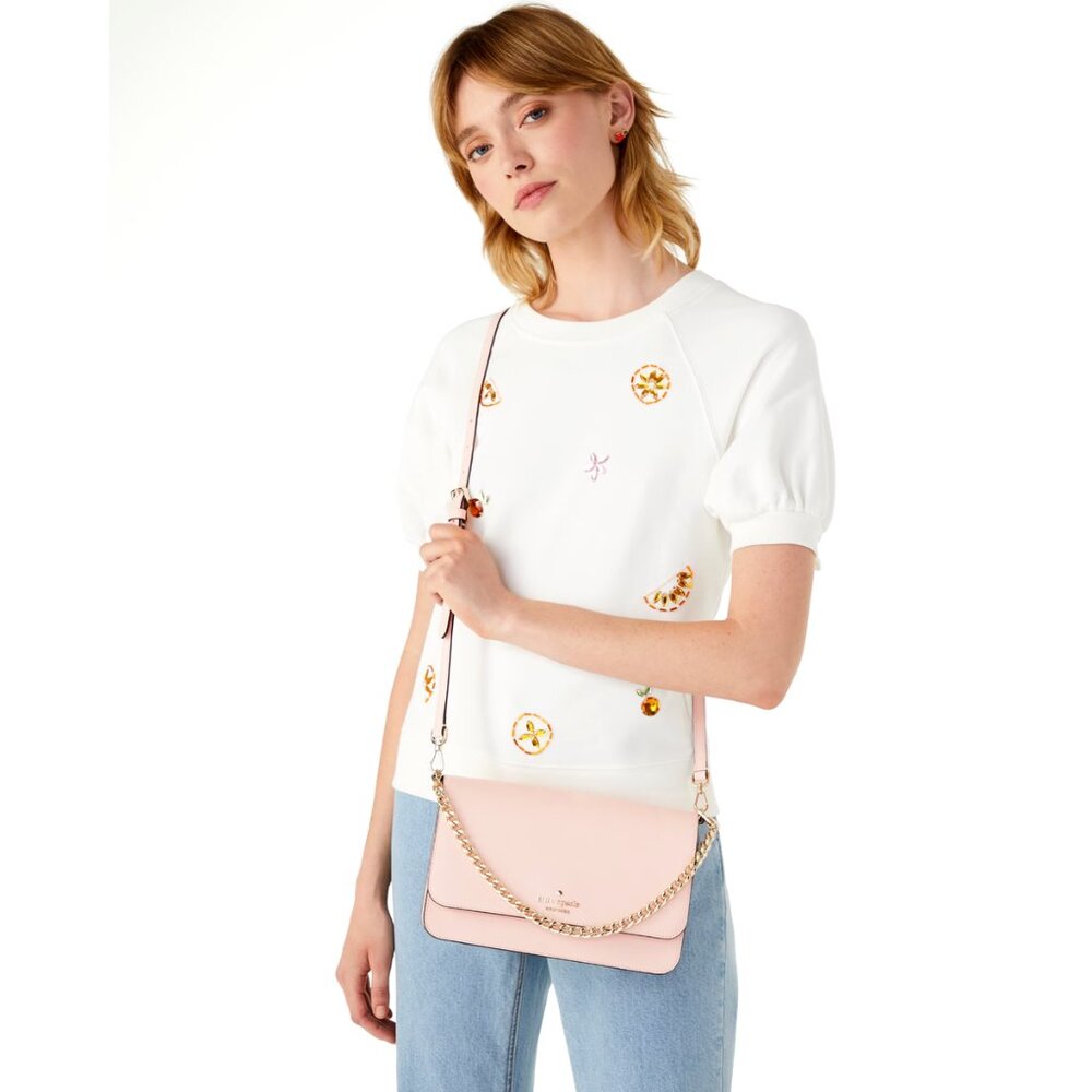 New Kate Spade Madison Medium Flap Convertible Crossbody Conch Pink - Picture 5 of 5